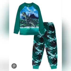 Size XXL 18 Long Sleeve Top & Fleece Pants Warm Winter Pajama 2 Pc Set Dino New